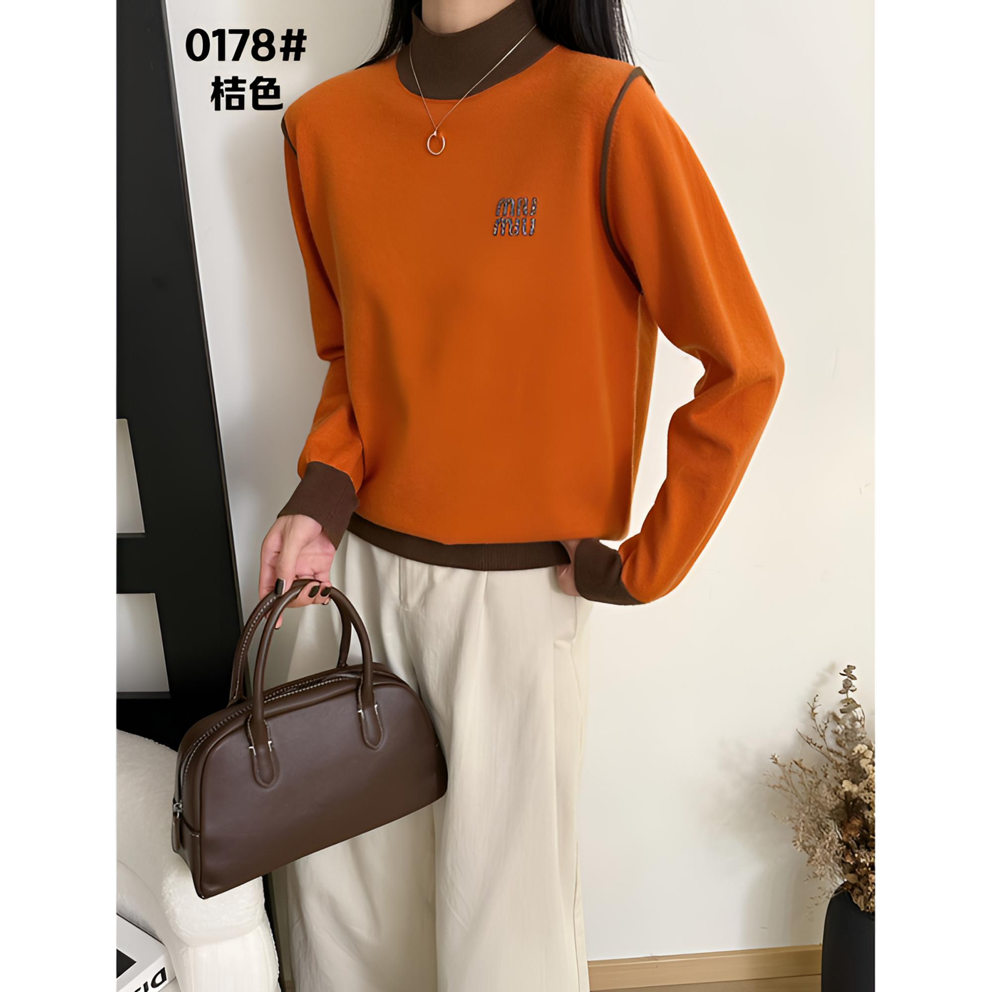 0178拼接时尚外穿内搭半高领毛衫