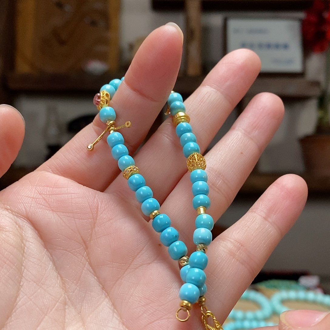 绿松石珠宝奇石18K金镶嵌