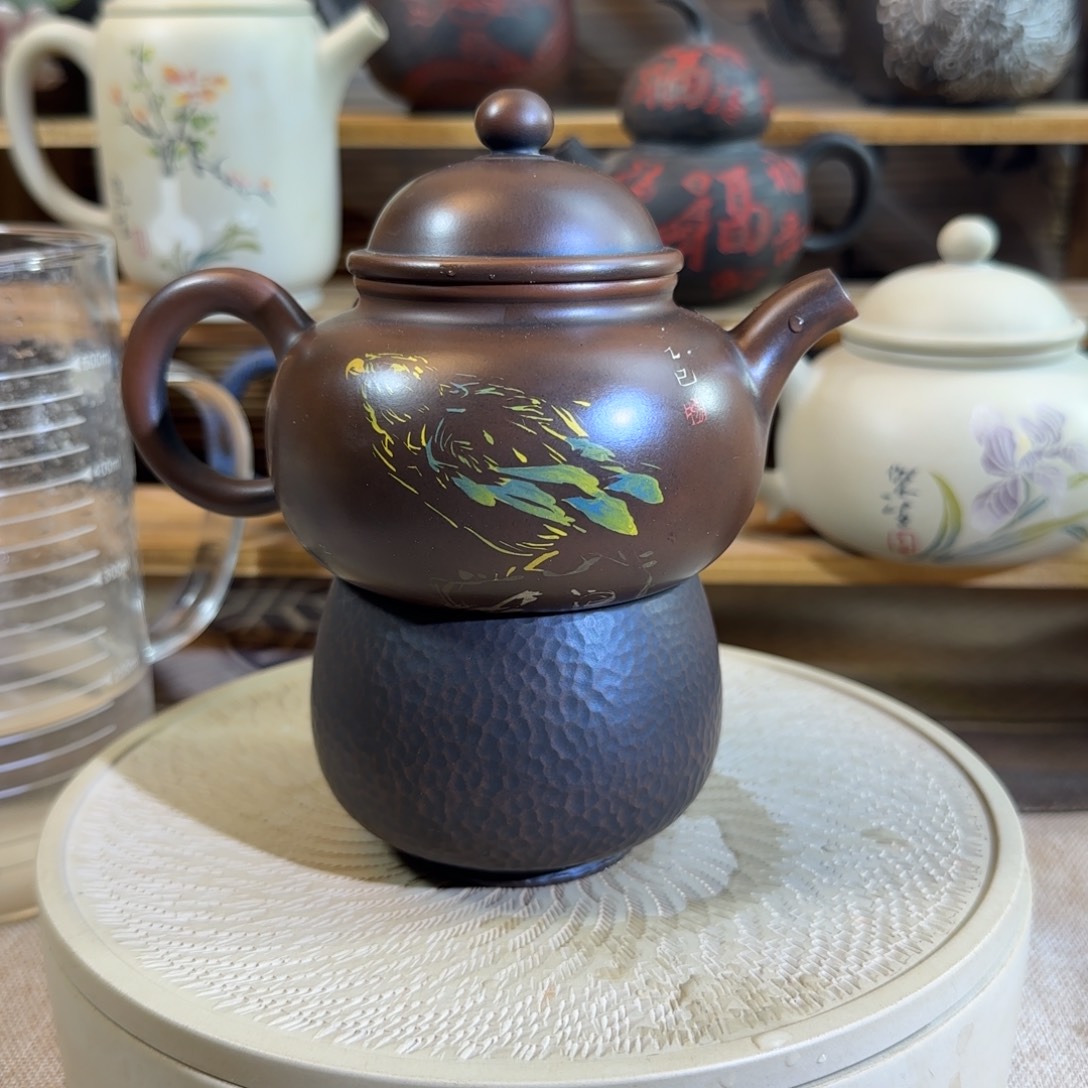 建水紫陶彩填壶全品全手工送一杯180cc