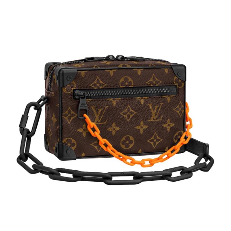 99新 LouisVuitton/路易威登 soft trunk 秀款棕老花橙链斜挎包