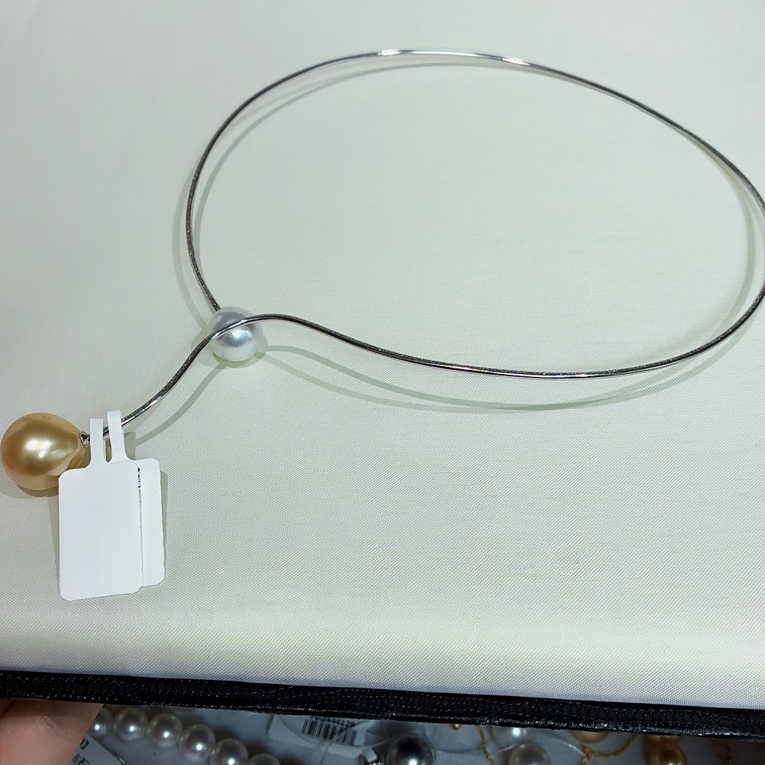 颈饰银S925镶嵌海水珍珠微巴