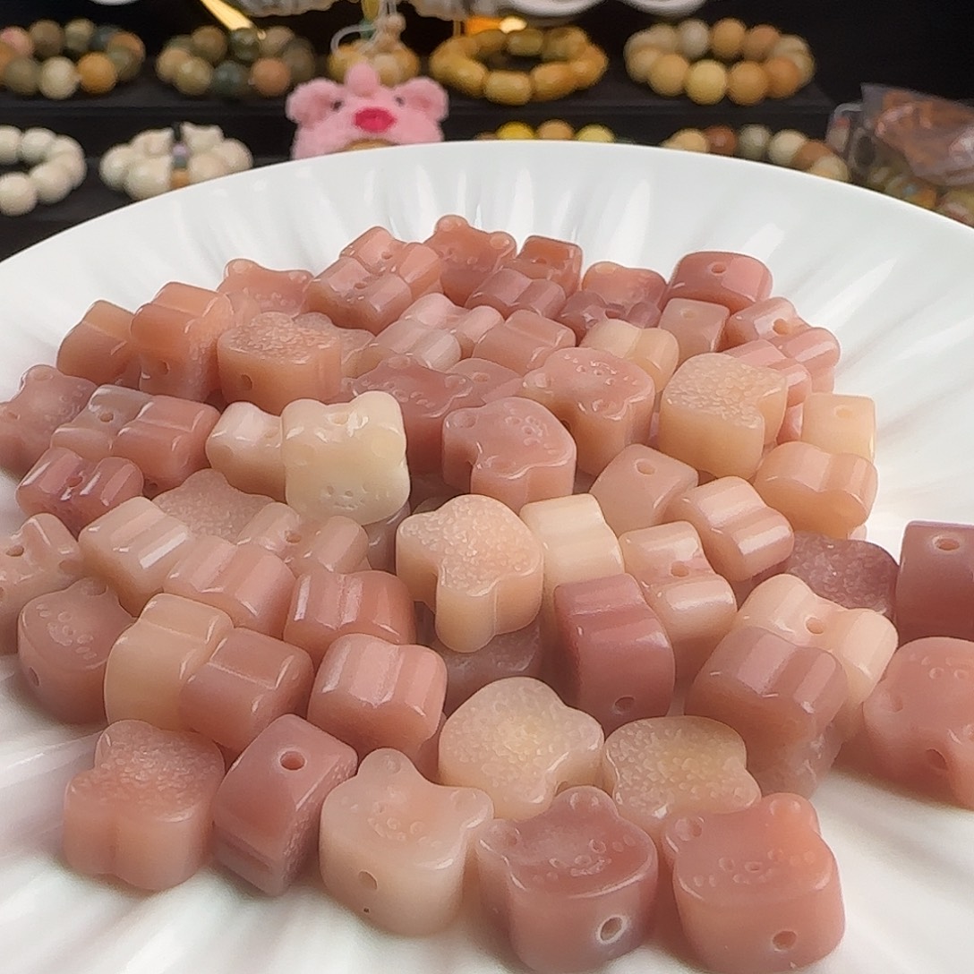 手串菩提根/象牙果卡13粉色熊头饼干100颗批发