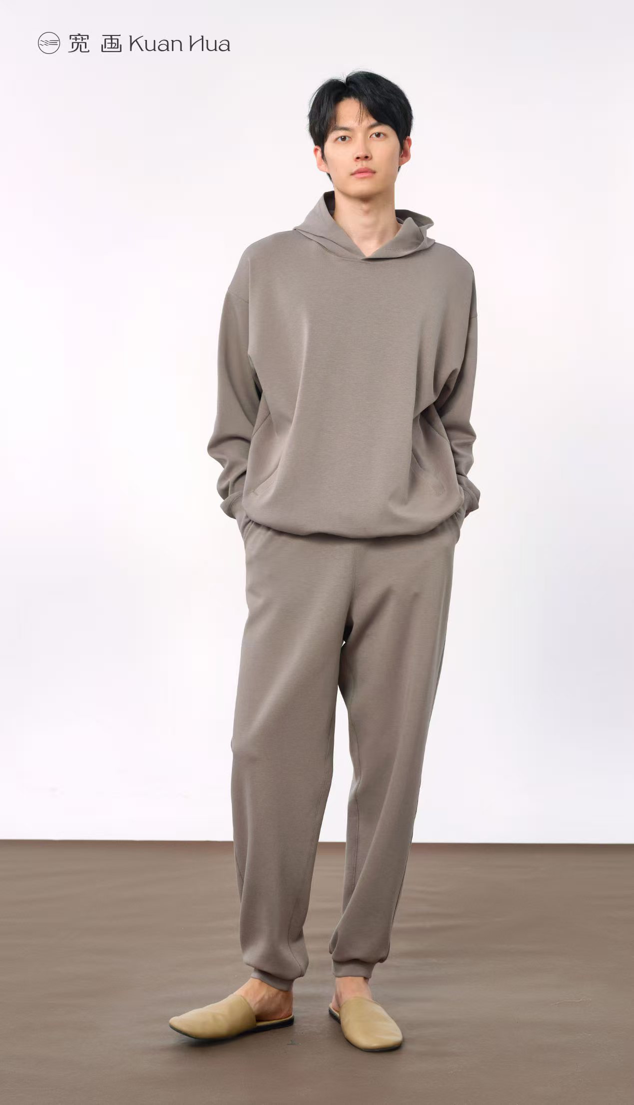 宽画25年秋冬新款帽衫套头男款休闲家居套装98030