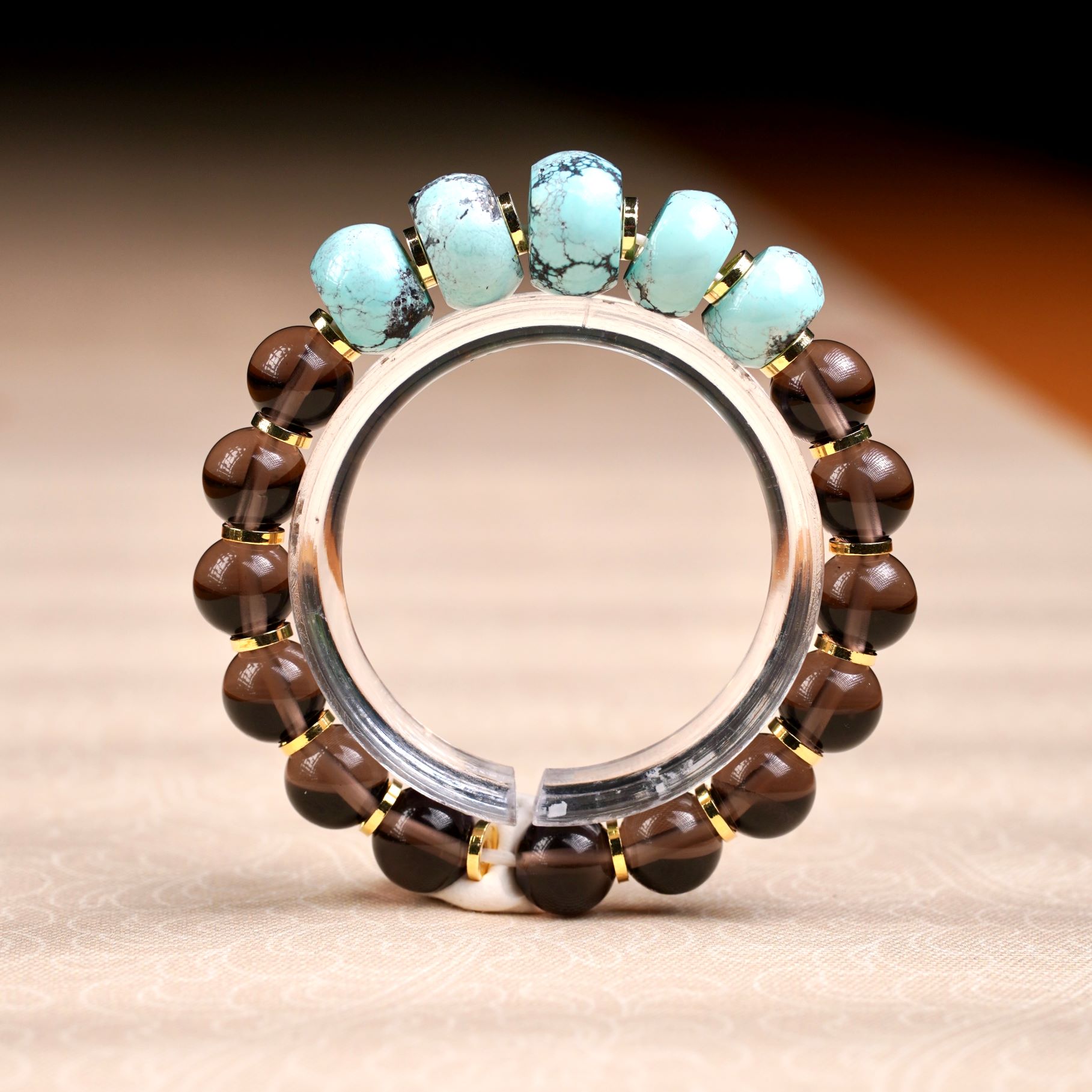 原矿绿松手串 铁线款单圈