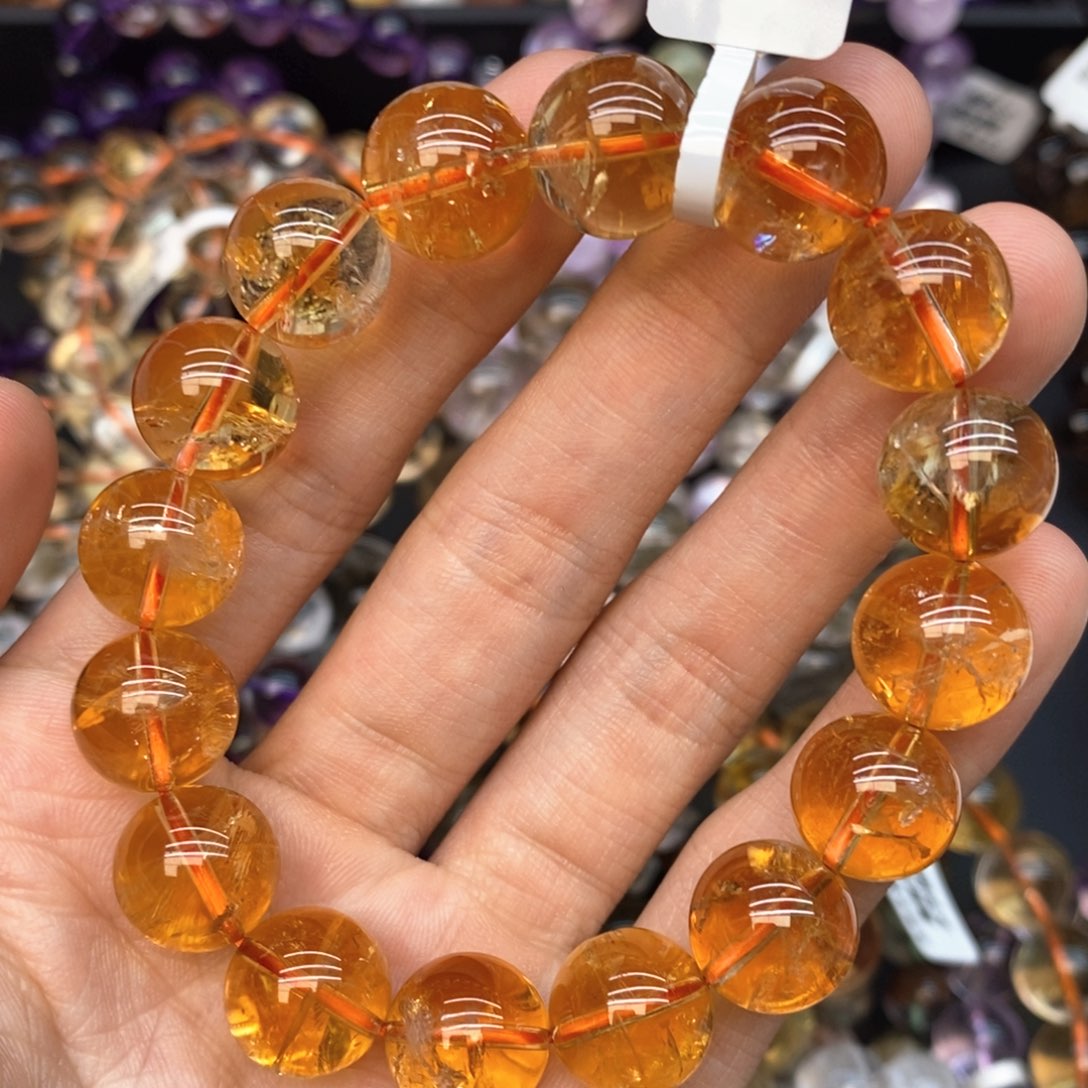 水晶手链未镶嵌10黄阿塞13mm