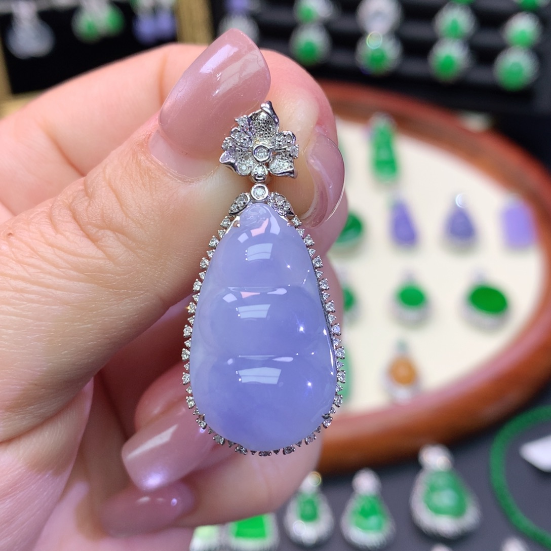 翡翠18K金镶嵌吊坠(不含链)