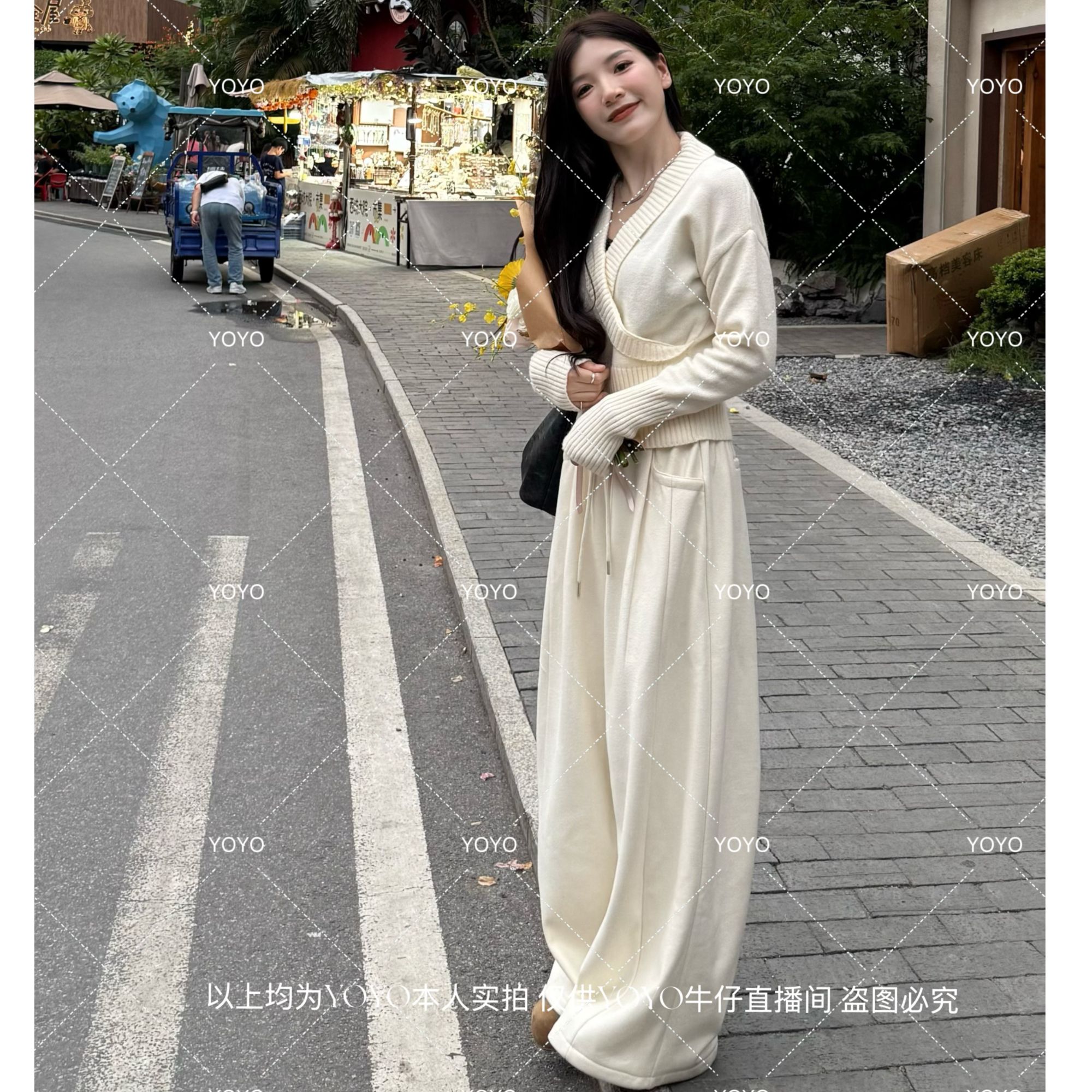 YOYO自制1【冬日暖意】加绒加厚冬款显瘦休闲时尚阔腿拖地裤