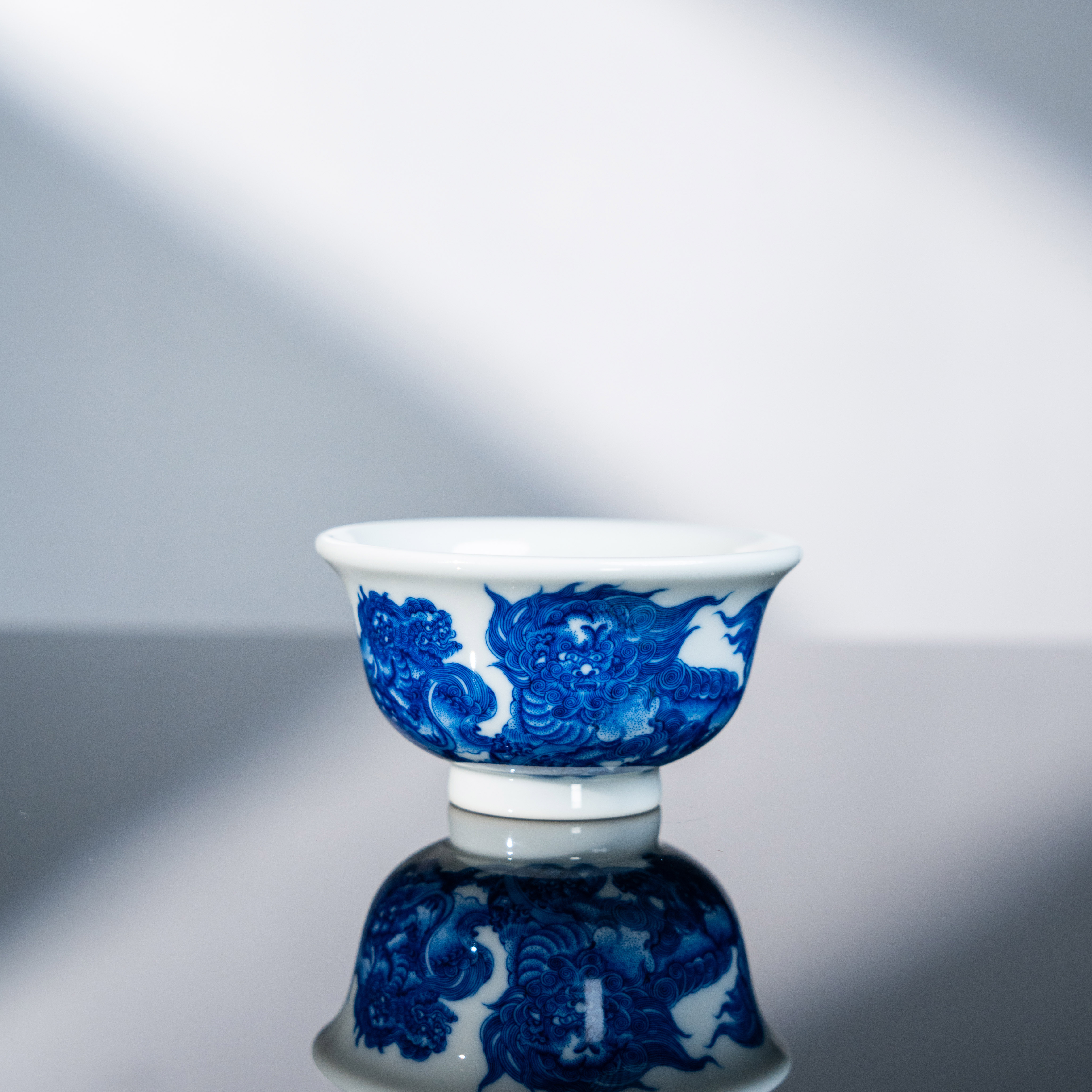 和然窑 点工九狮小压手原矿柴窑全手工主人杯瑞兽纹九狮献瑞陶瓷