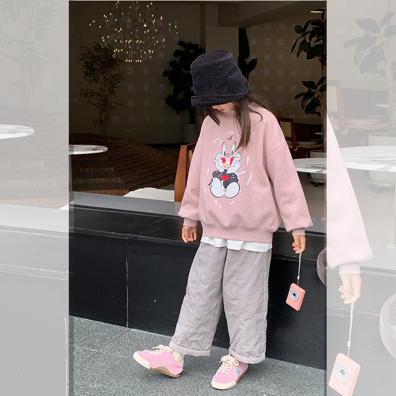 【兔八哥】西西家女童2025秋冬新款加绒卫衣儿童百搭上衣JX15377