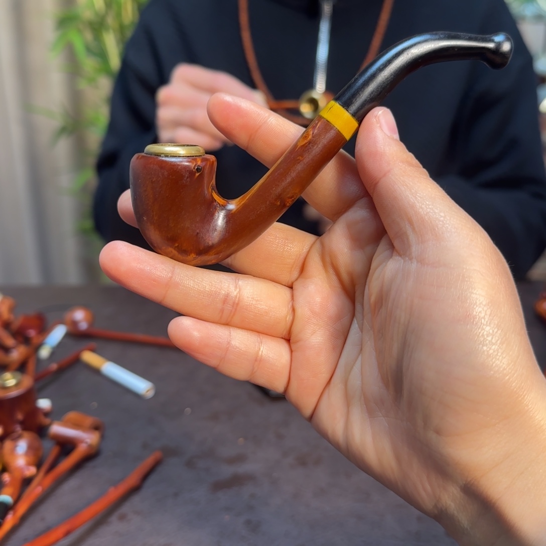 香榧木檬子木烟斗手把件孤品