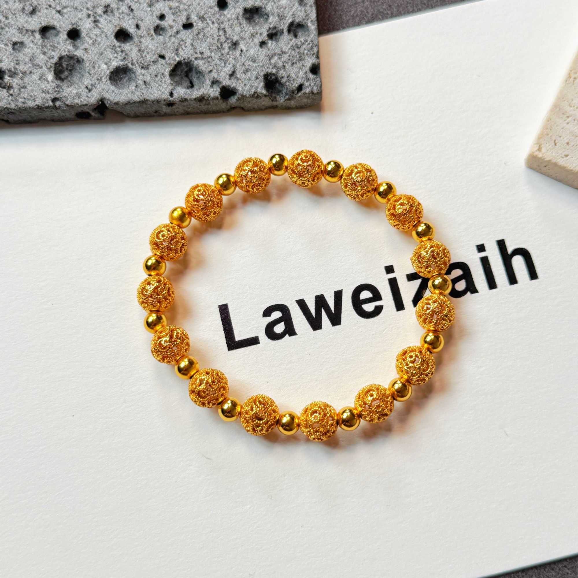 合金亚克力手链 17286镂空绣球珠珠手链