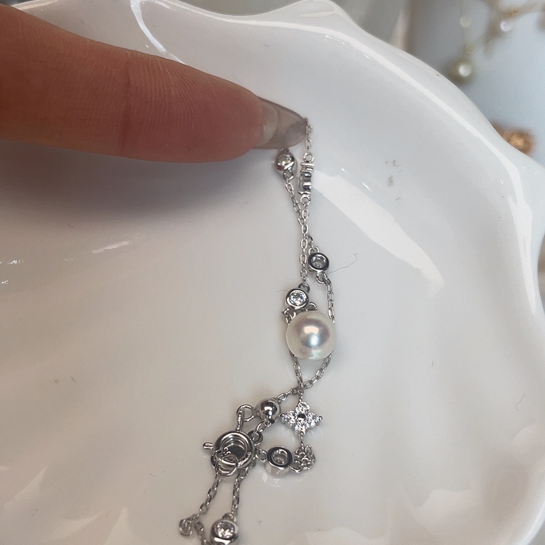 银S925镶嵌海水珍珠手绳