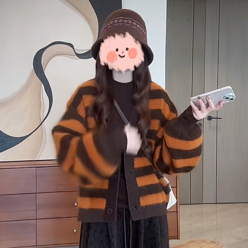 54325426橘色毛衣开衫星星家优选专享链接H-366