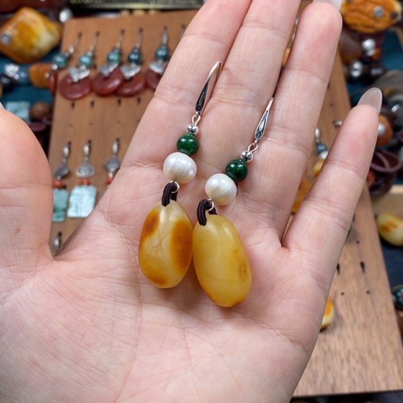 【闪购商品】蜜蜡耳饰未镶嵌耳环