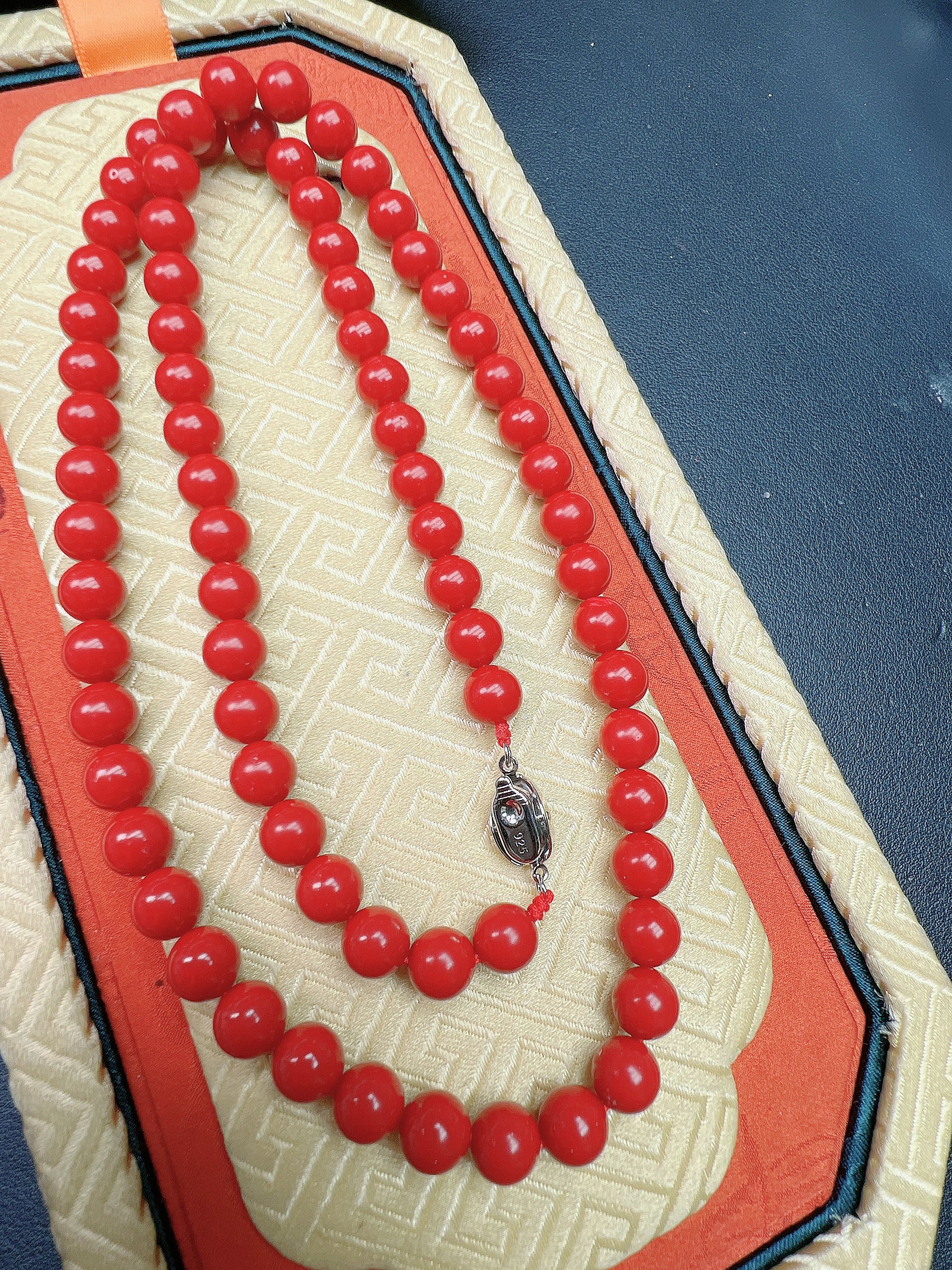 红色8mm圆珠DIY项链Q1189