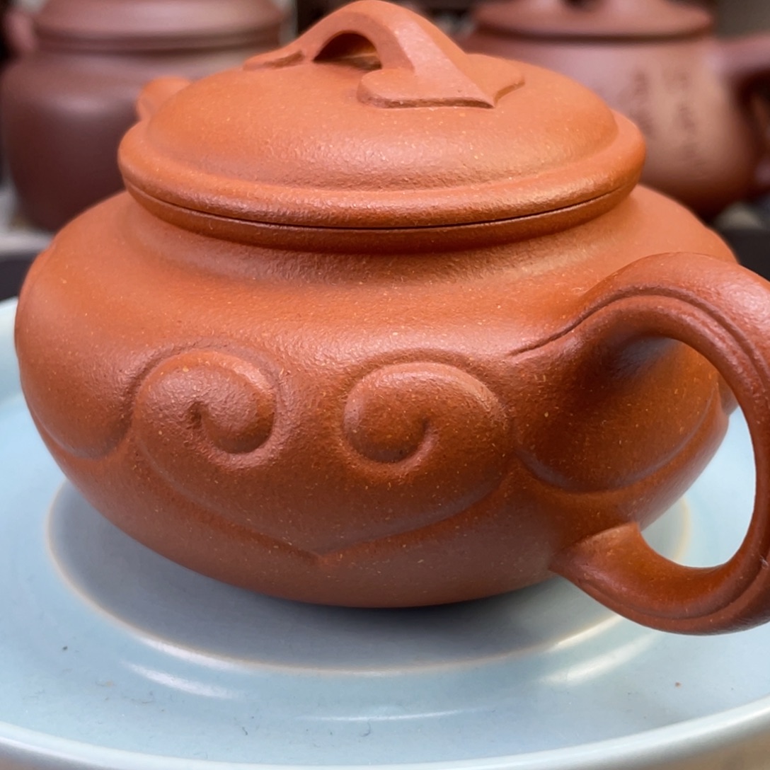 紫砂茶壶挑纯红降坡仿古如意1111111111