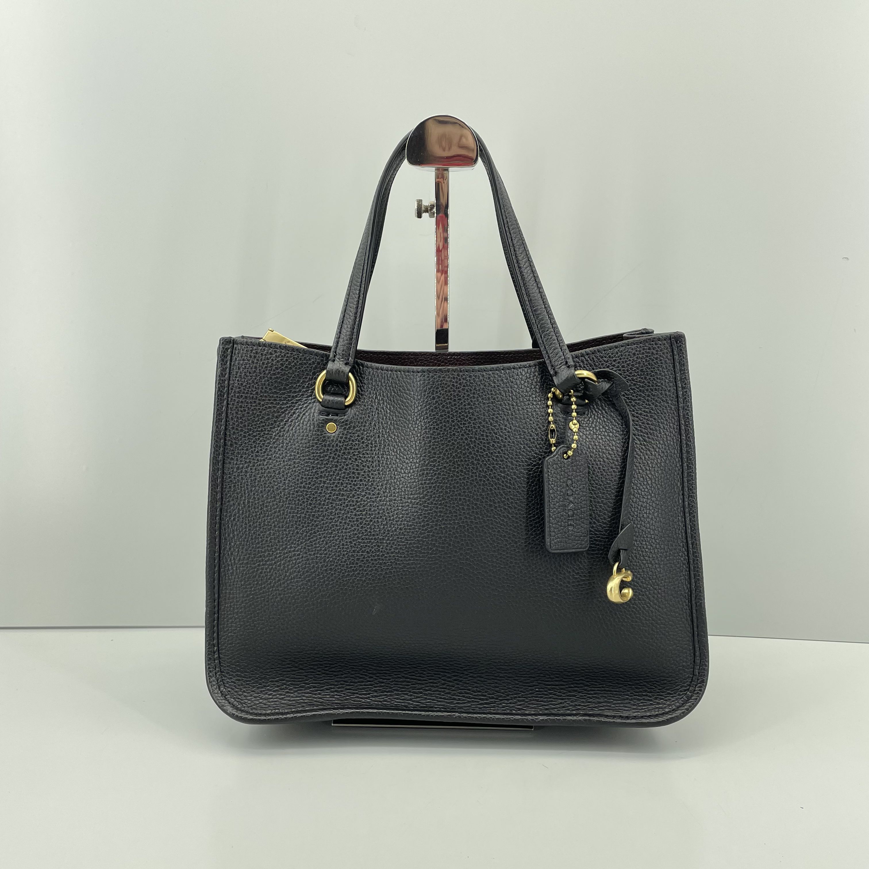 95新 COACH/蔻驰 黑色手提斜挎包 28*21*12cmE011711