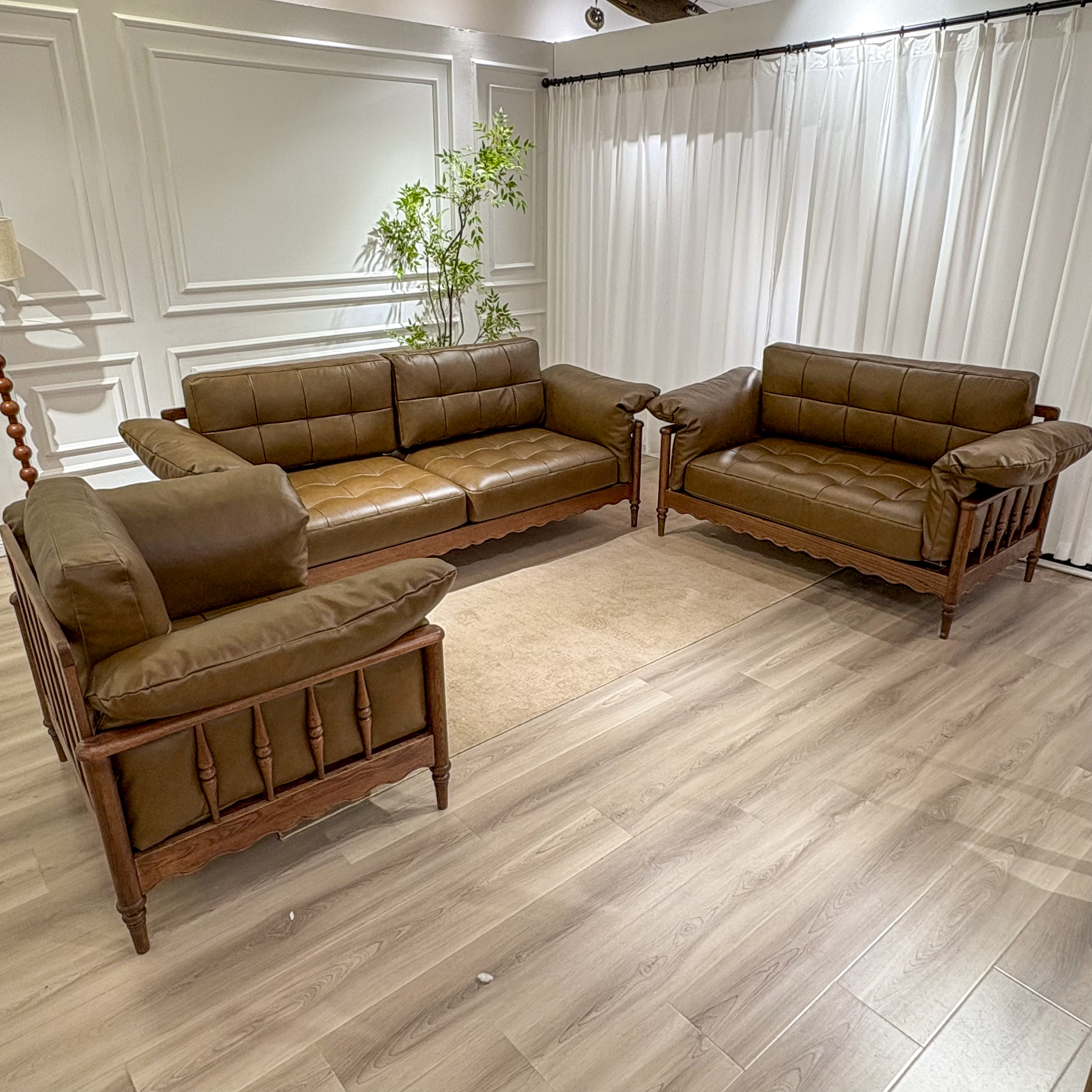 凯伦煜龙 F30北美红橡木美式复古沙发轻奢简约