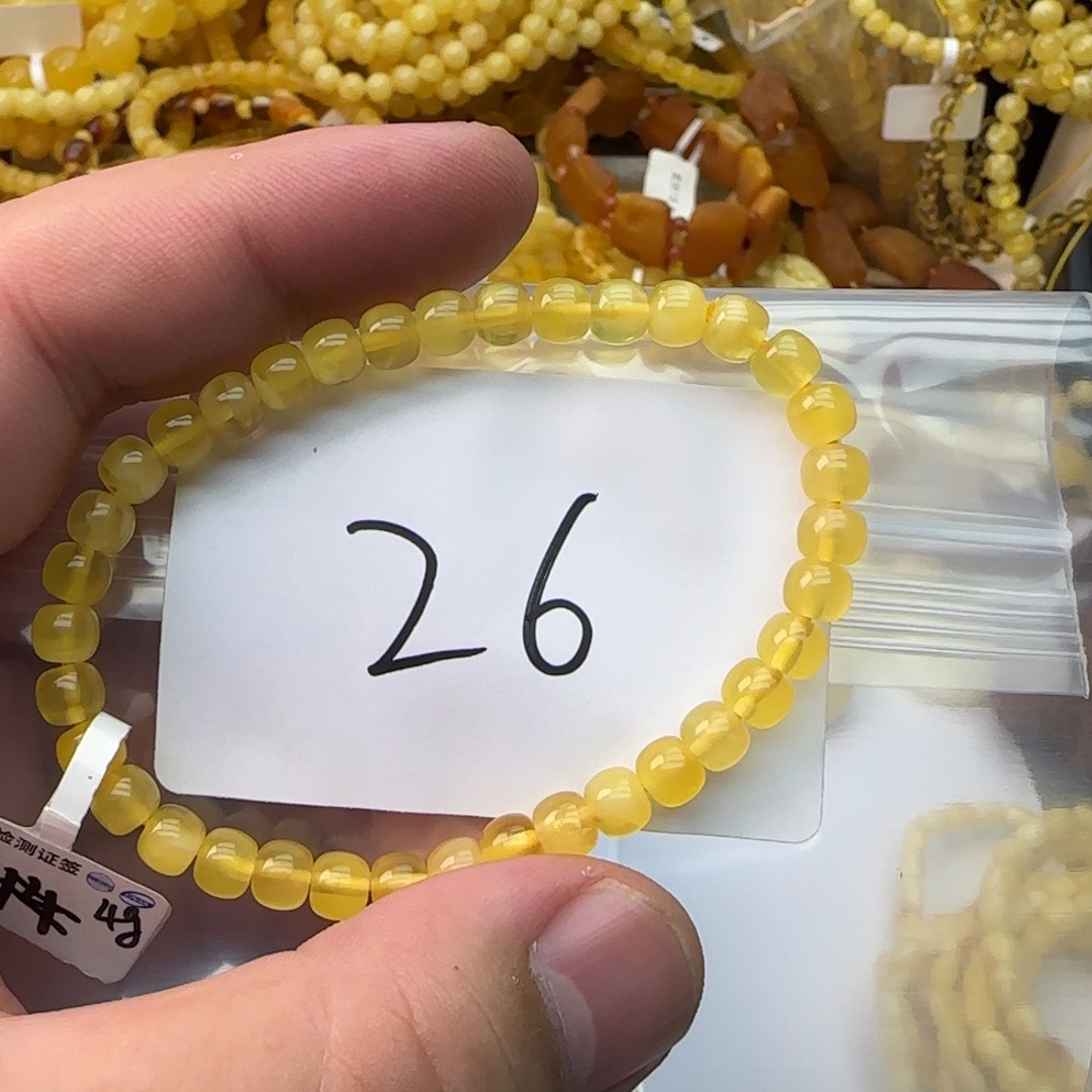 裸石琥珀未镶嵌蜜蜡串5.8mm4克