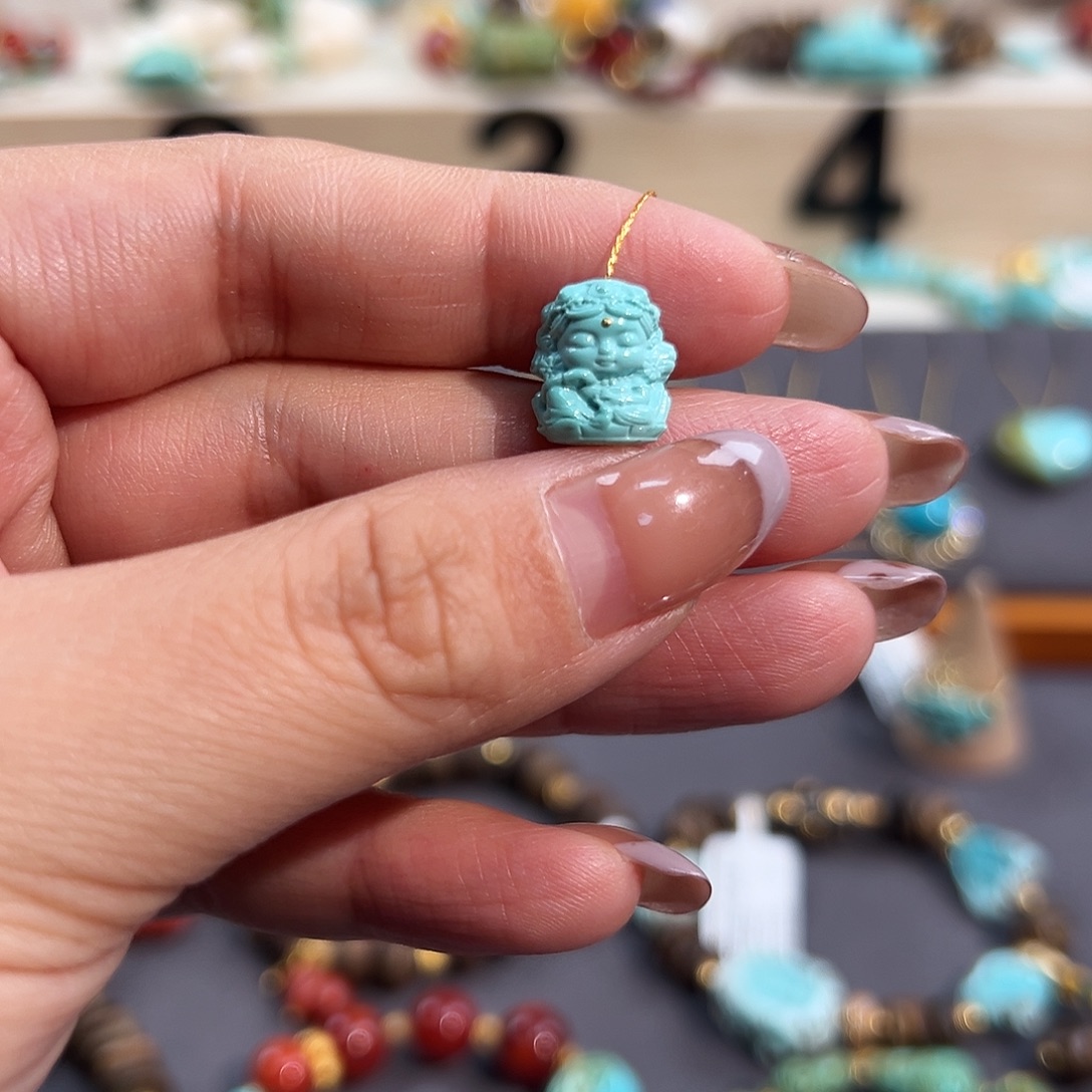 绿松石未镶嵌把件度母娘娘配饰