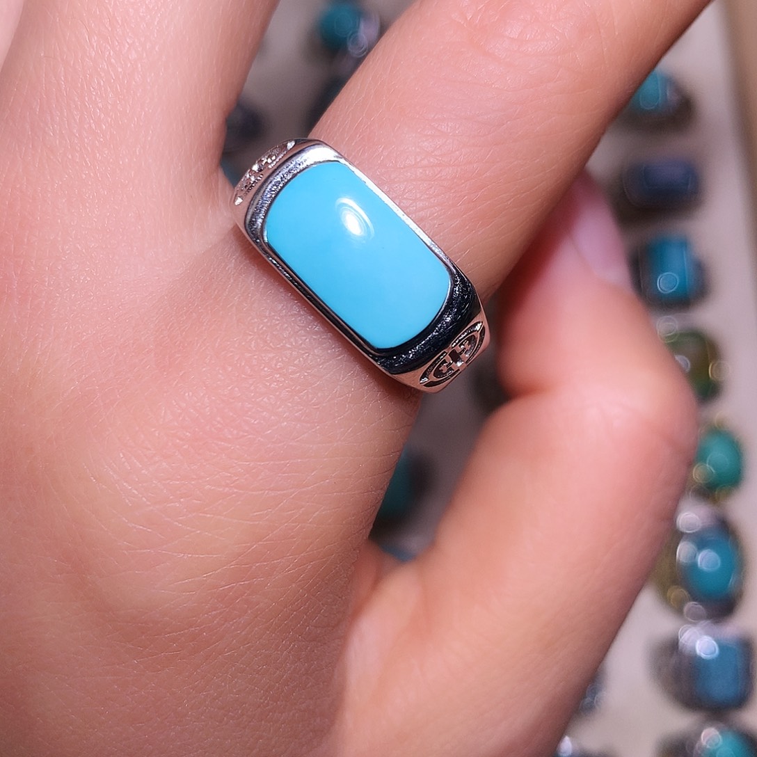 绿松石银S925镶嵌戒指