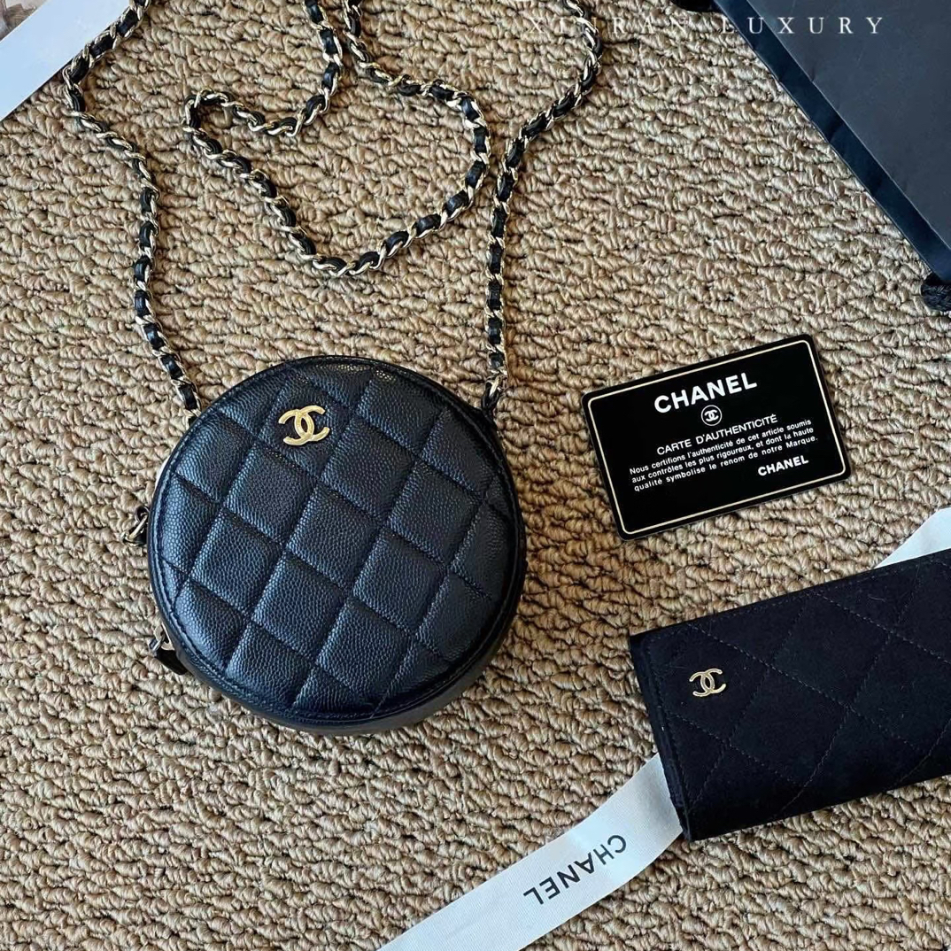 99新 Chanel/香奈儿 香奈儿 圆饼蓝金荔枝纹/99新/优选