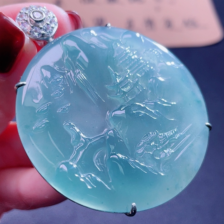 翡翠吊坠(不含链)银S925镶嵌