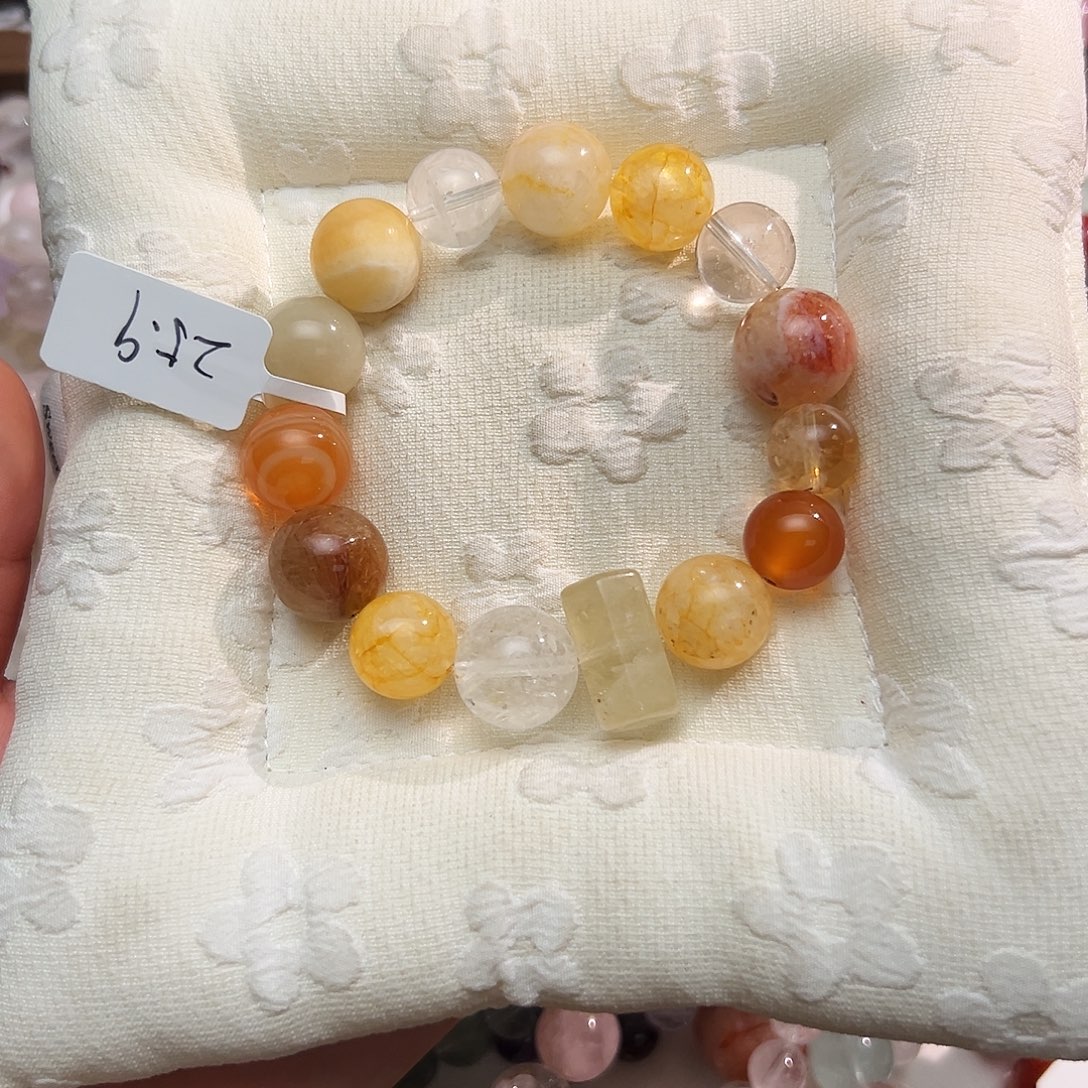 手链烟晶银S925镶嵌黄把