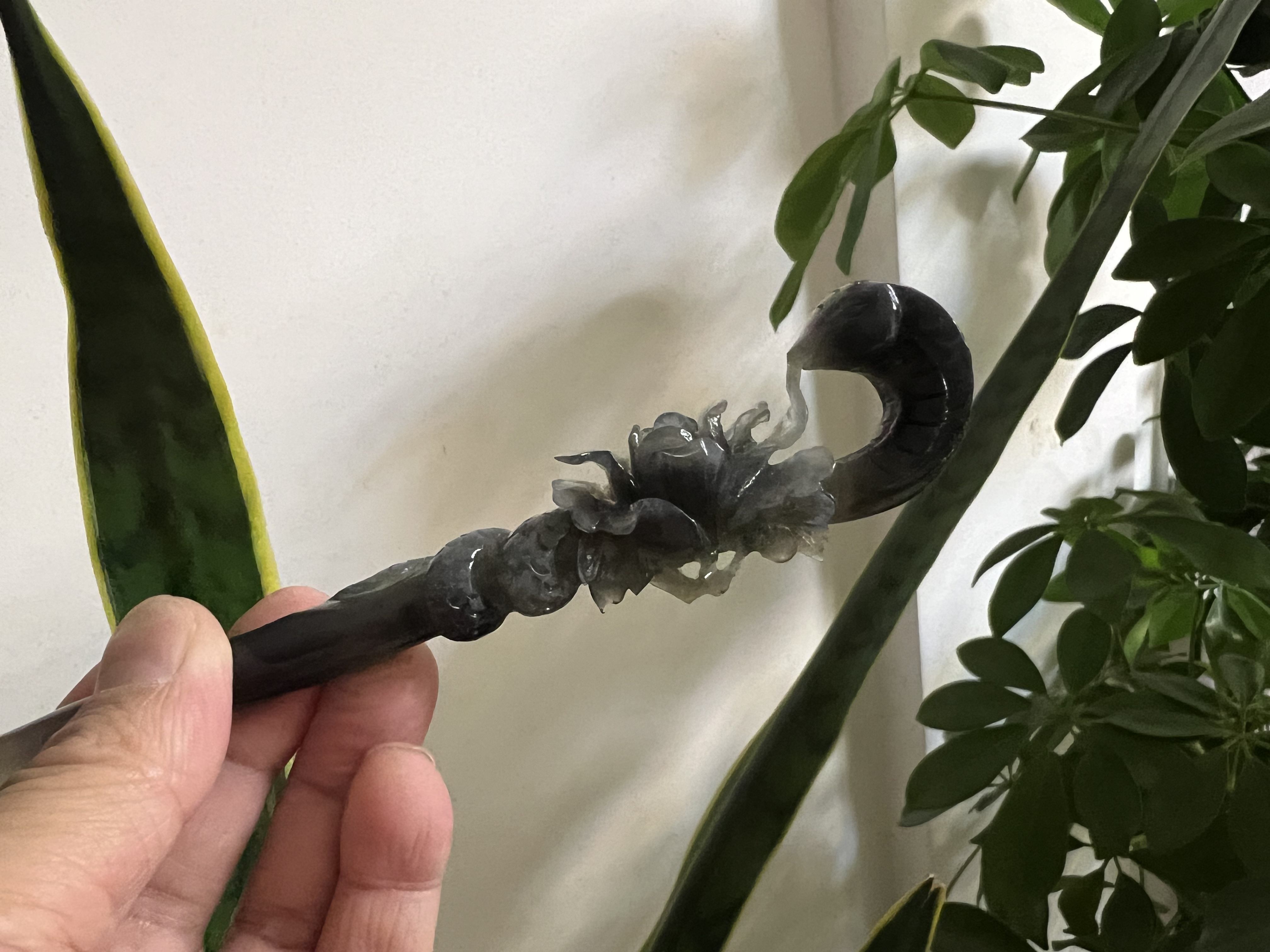 新中式国风岫玉富贵蛇发簪