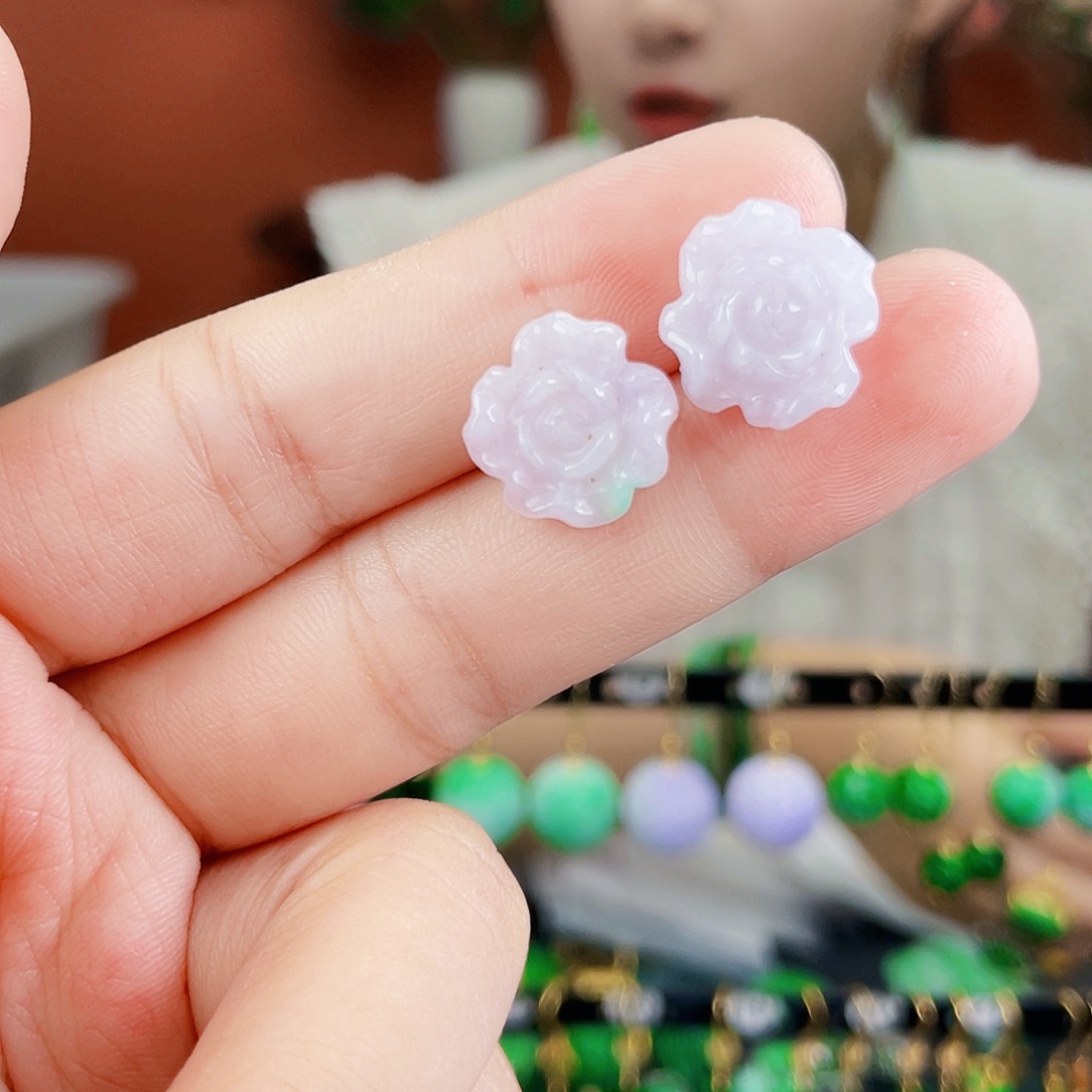 翡翠未镶嵌耳饰饰品