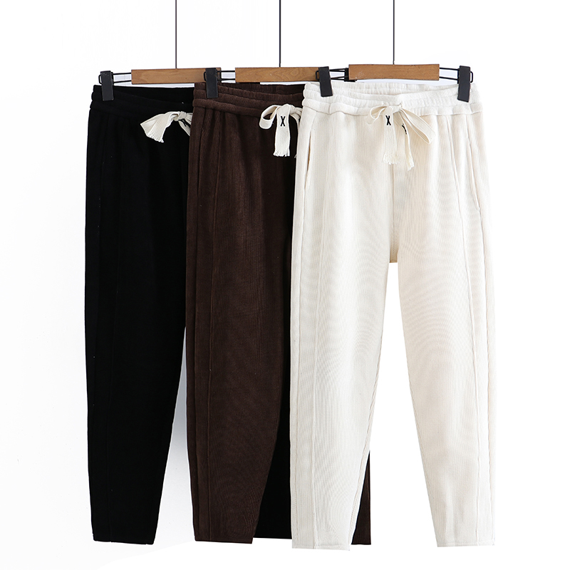 休闲裤女装冬季加绒微弹直筒裤直筒百搭立体剪裁直筒型