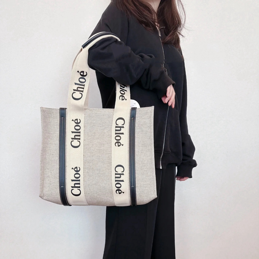 95新 Chloe/蔻依 御古屋/42148/帆布拼皮托特 底长44