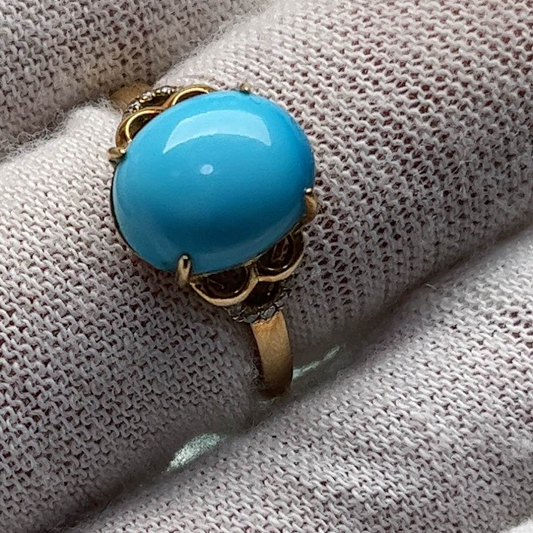 绿松石珠宝奇石18K金镶嵌18k黄金镶嵌