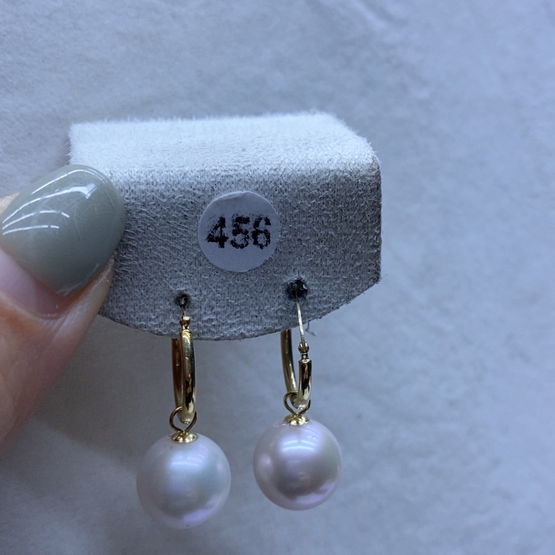 淡水珍珠耳饰18K金镶嵌456