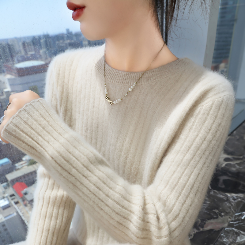 商场同款 圆领纯羊毛衫女 百搭毛衣套头纯色大码针织打底衫R-450