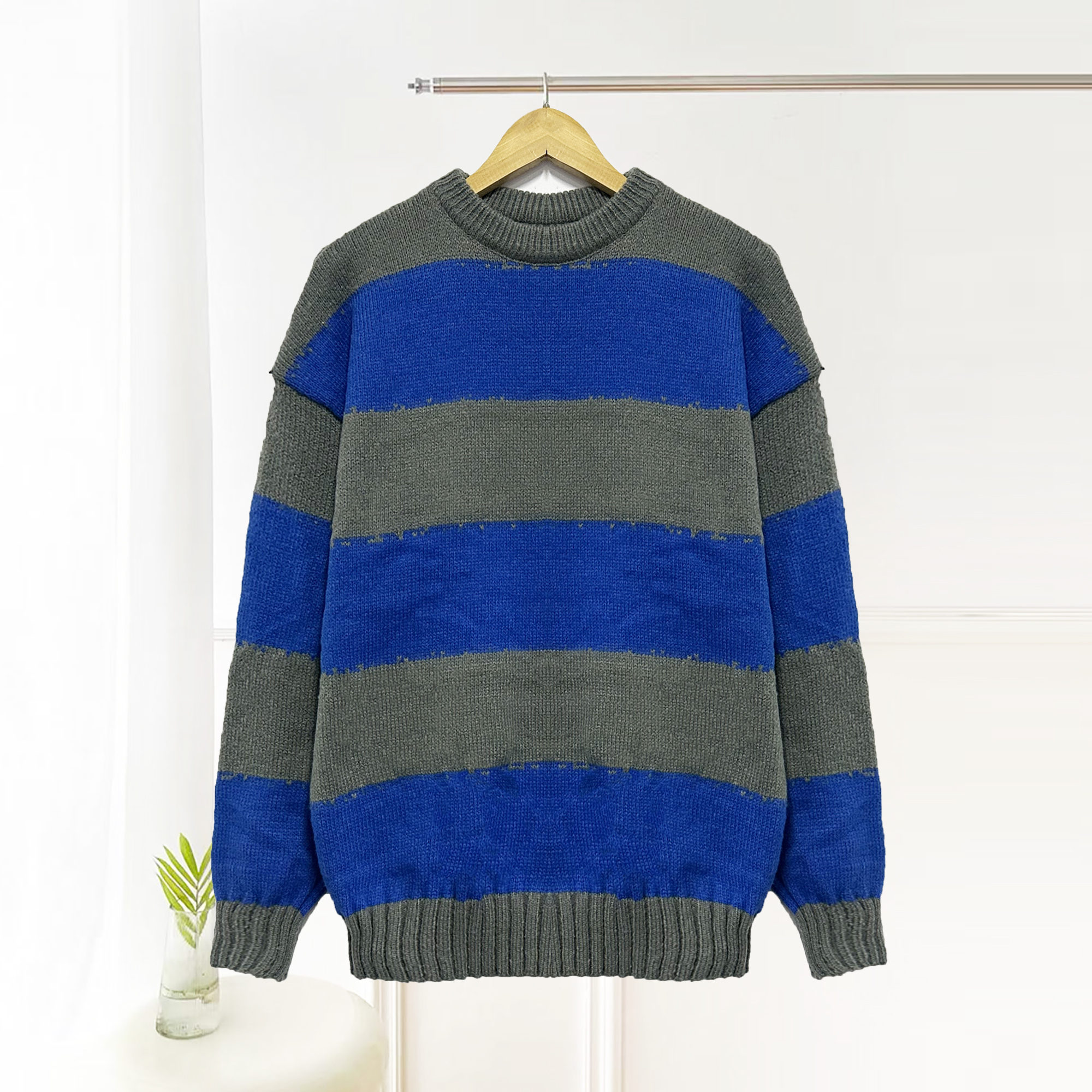 新品上新！条纹针织套头毛衣H266