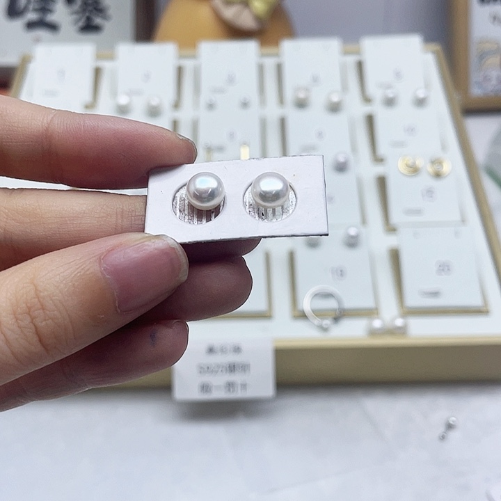 淡水珍珠耳饰银S925镶嵌暖*