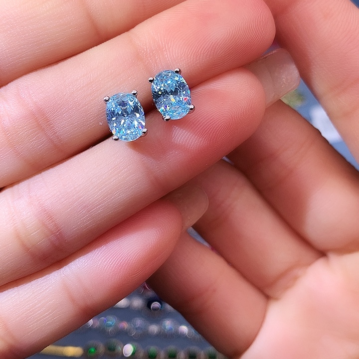 海蓝宝石耳坠银S925镶嵌