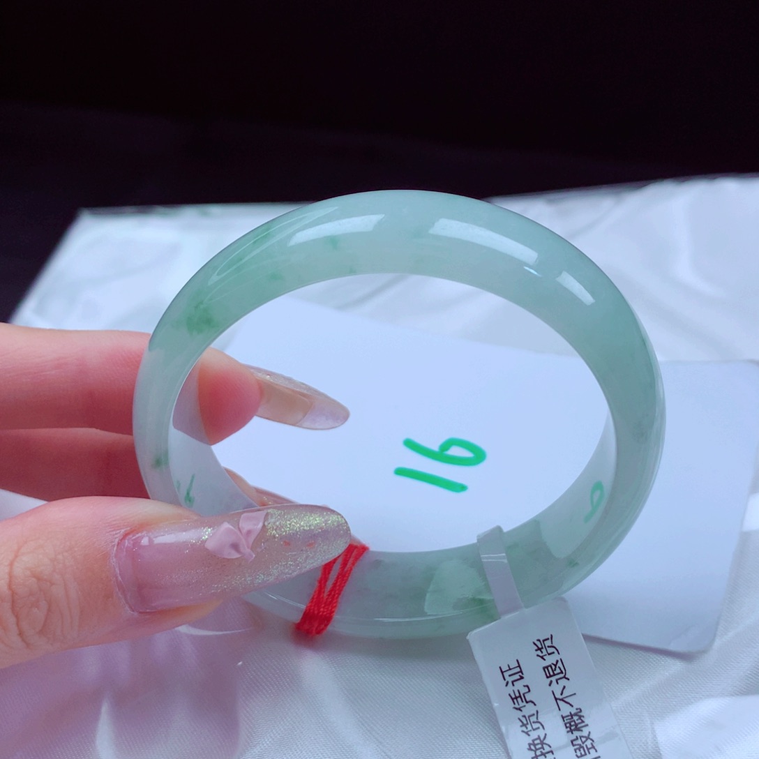 未镶嵌手镯翡翠天然缅甸翡翠A货手镯 宽版贵妃16号