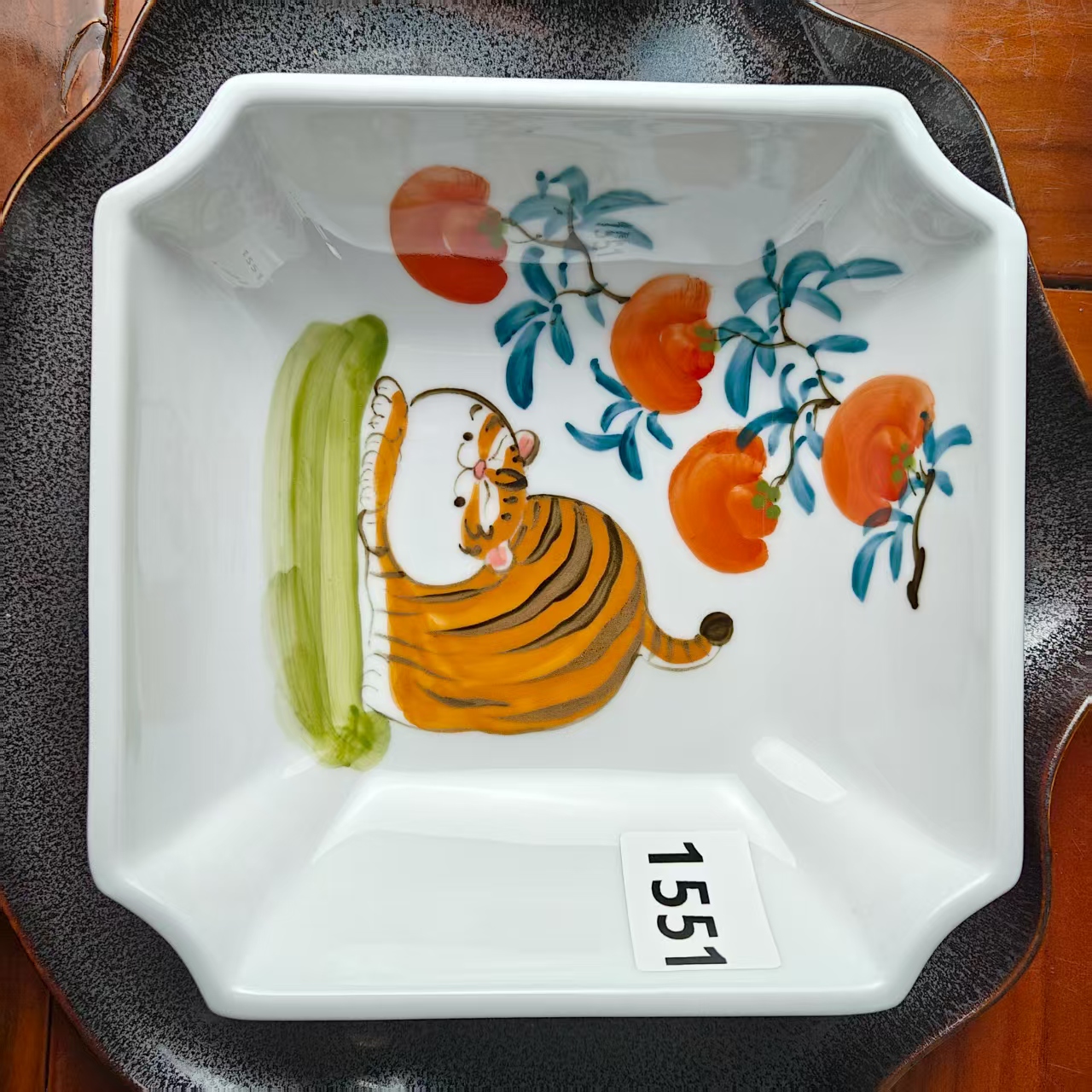 景德镇手绘釉中彩（食品级）方斗汤碗1551