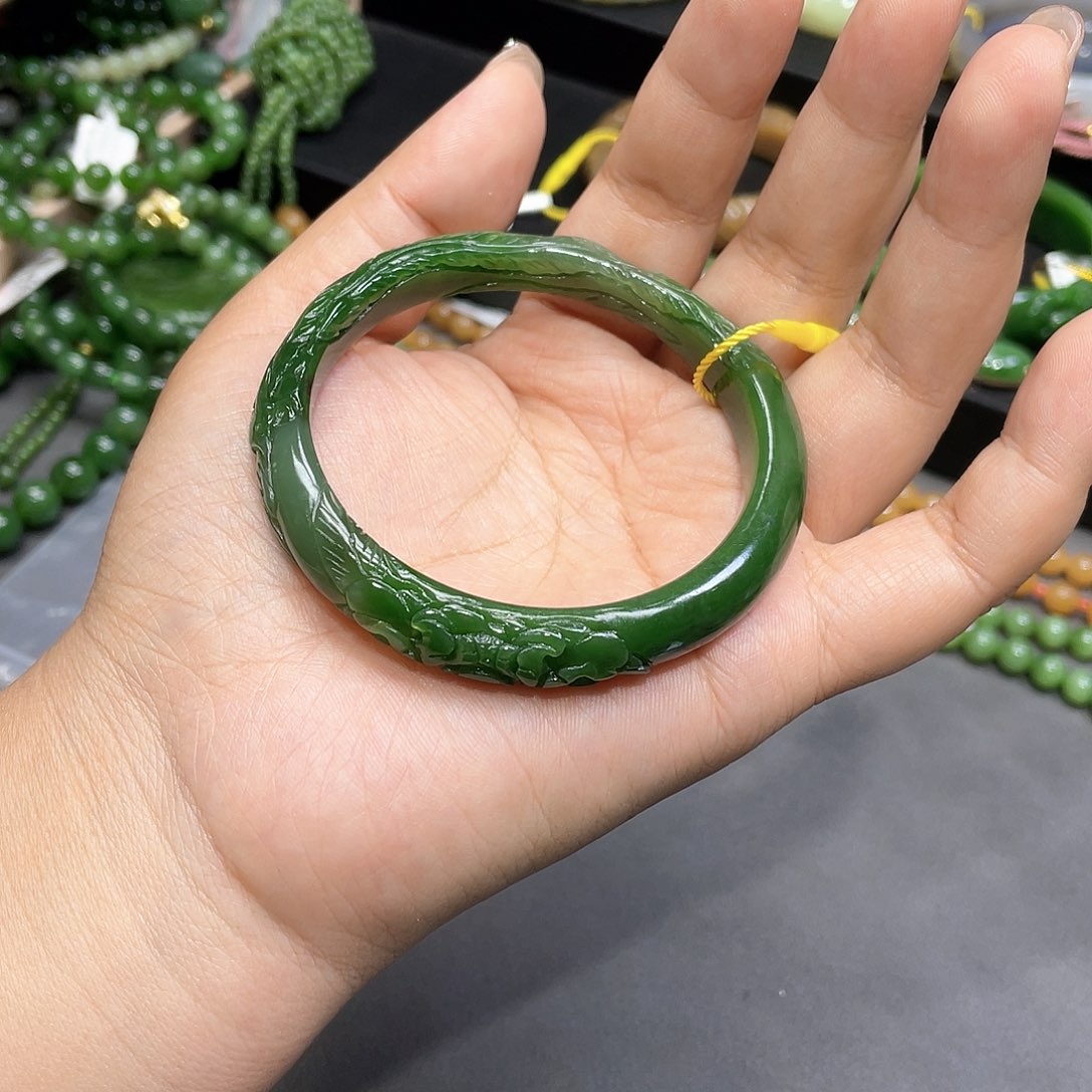 和田玉手镯5859圈口103未镶嵌