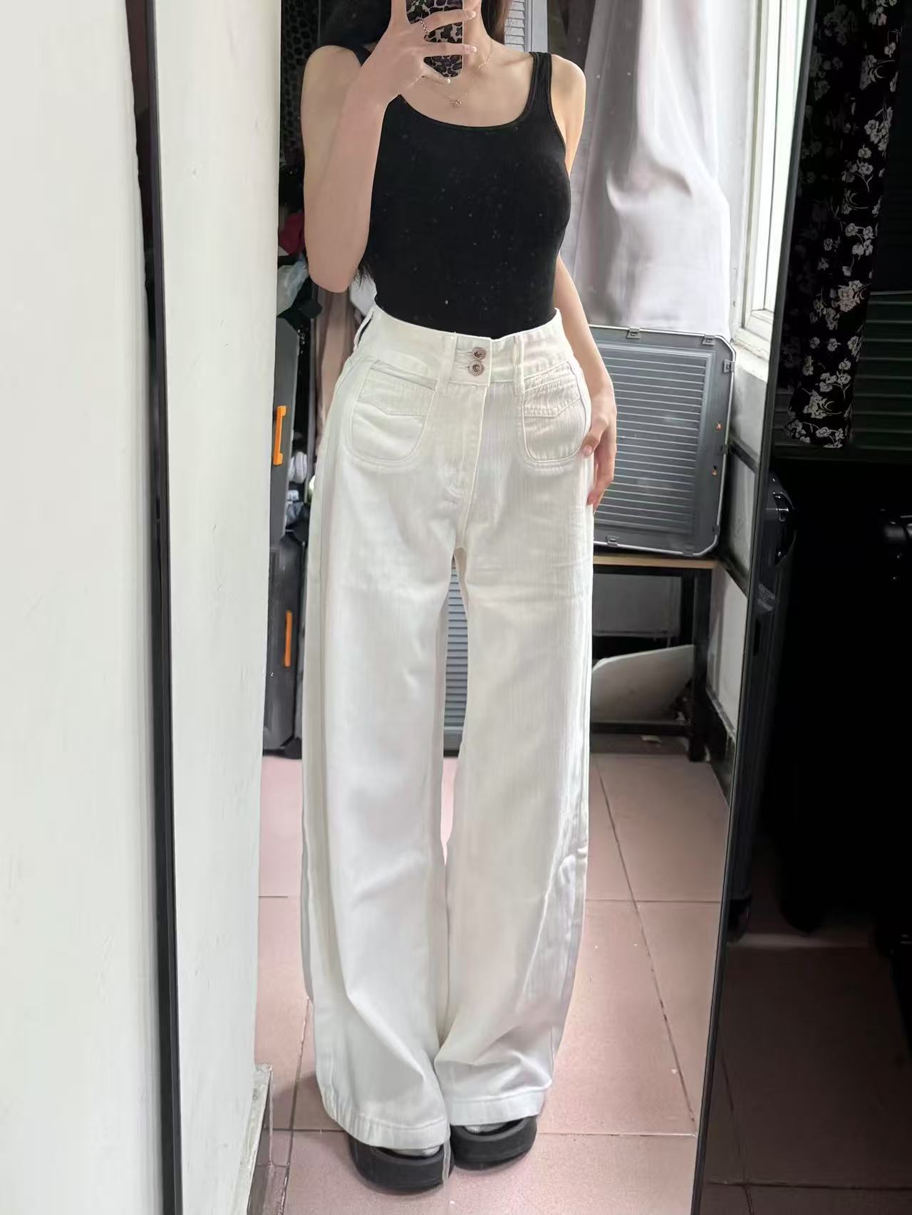 31#【微瑕】时尚显瘦百搭浅灰色牛仔裤【直播间为准】B7-2