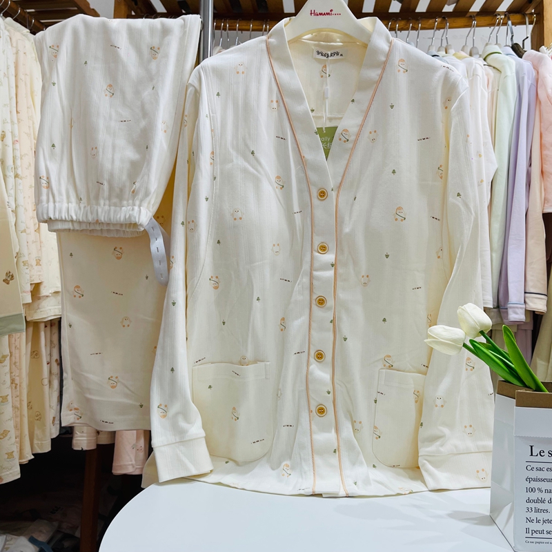1802V领秋季纯棉孕妇睡衣待产哺乳月子服喂奶家居服套装长袖大码
