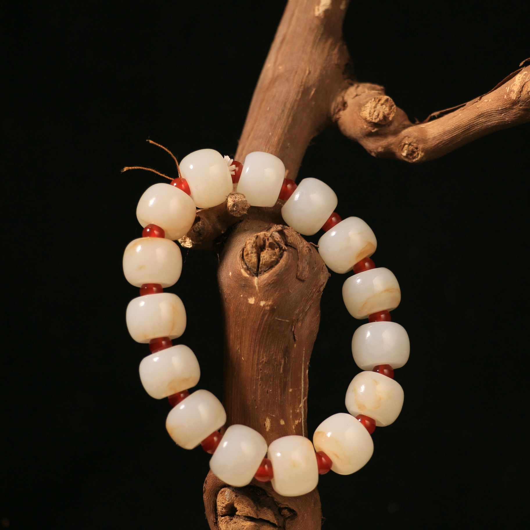 N1  清 白玉算盘珠手串