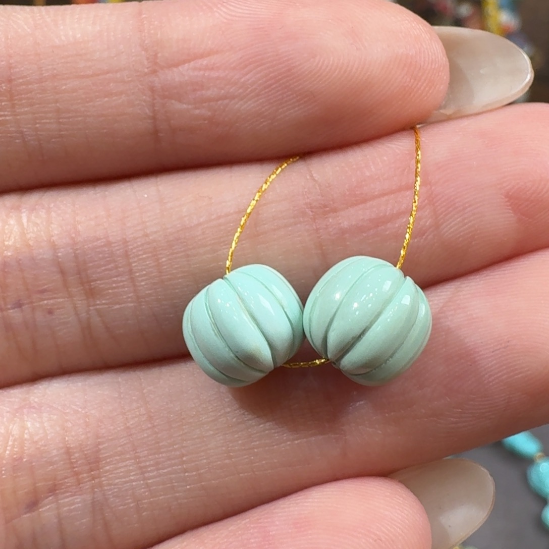 未镶嵌绿松石珠宝半成品南瓜珠