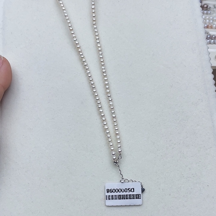 淡水珍珠颈饰银S925镶嵌卡4➕冷白