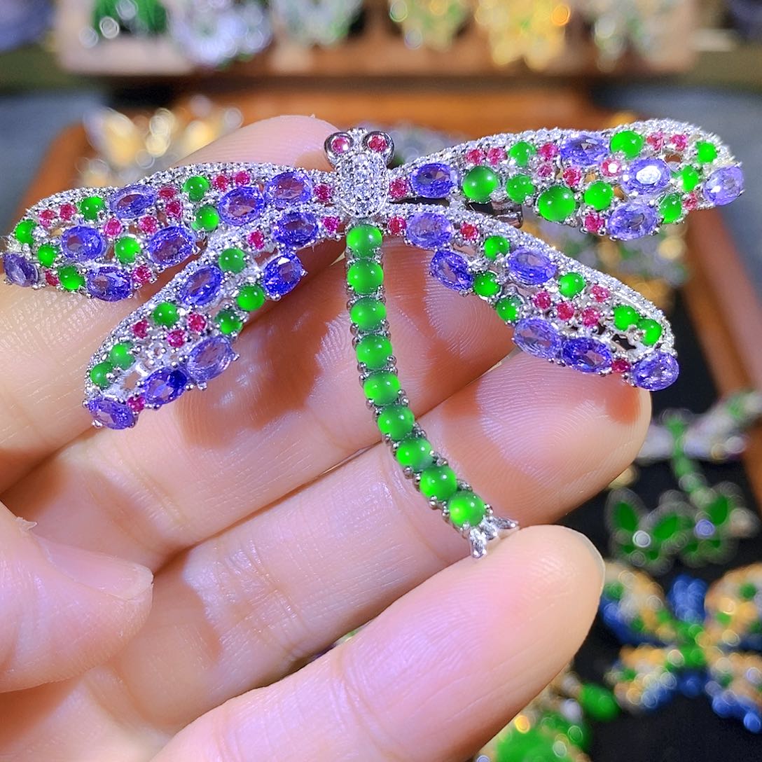 吊坠(不含链)银S925镶嵌翡翠