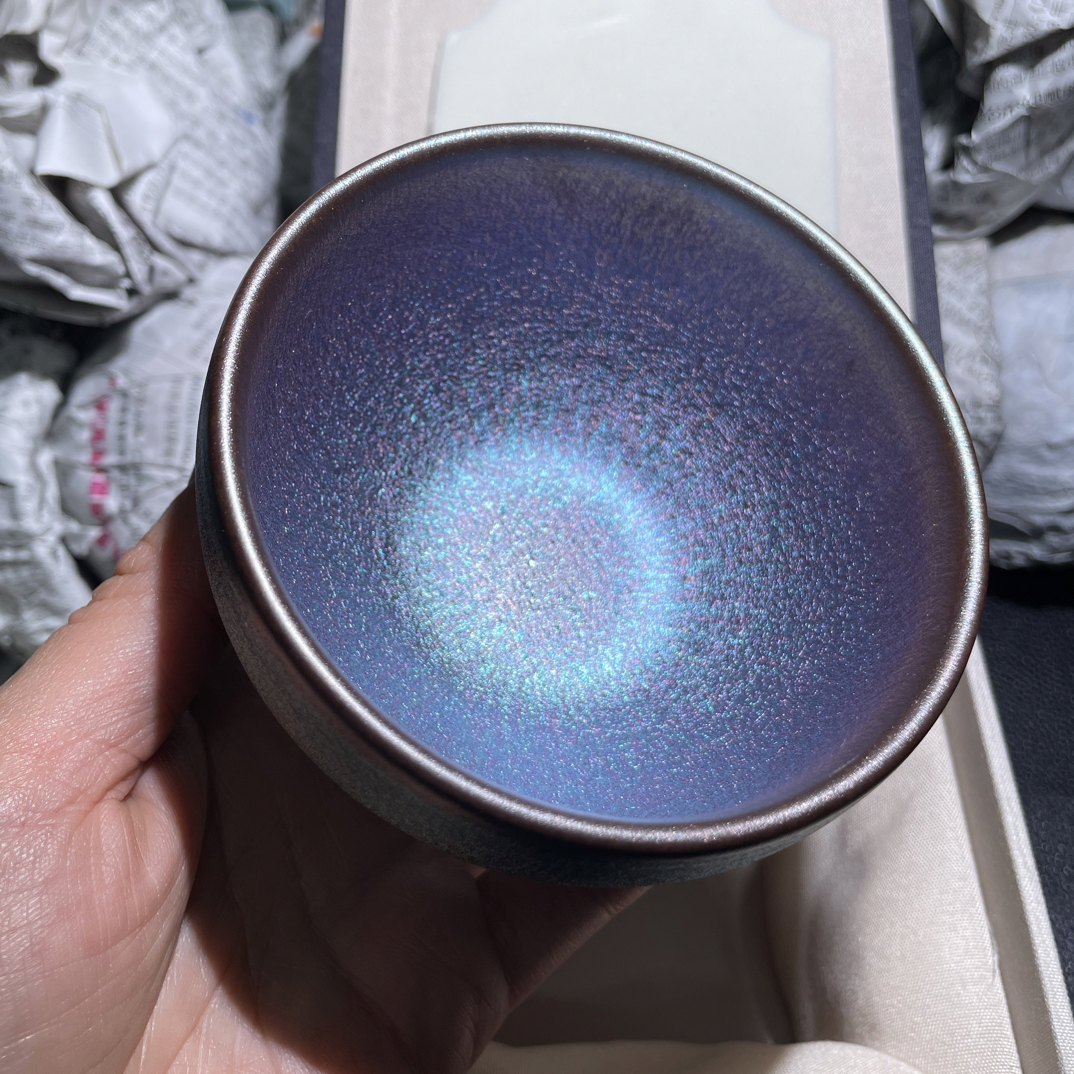 【流光溢彩紫蓝糖果杯】主人杯带礼盒建盏杯茶杯