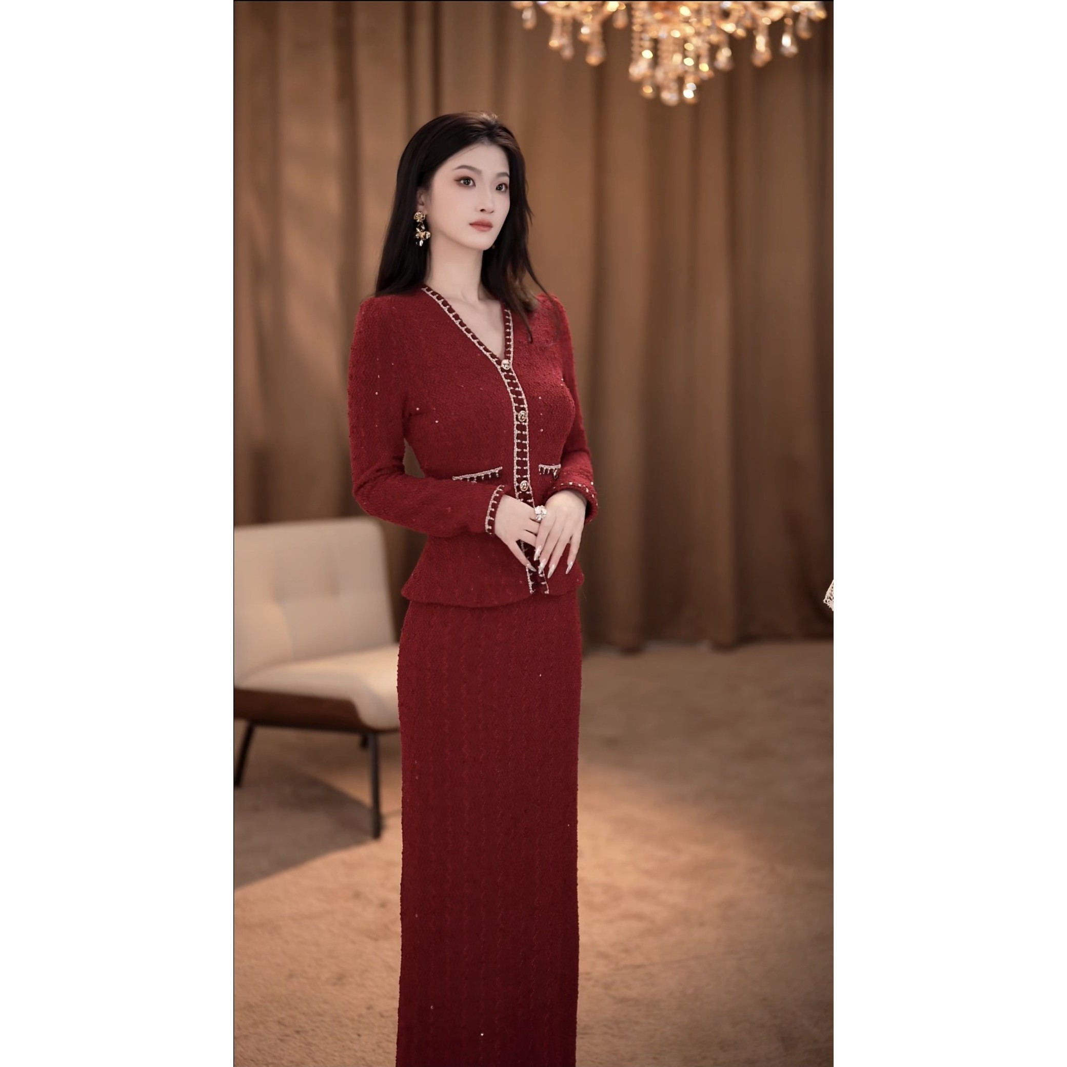 【鹭瑶】万人迷冬季新款高级显瘦直筒连衣裙-YL20074