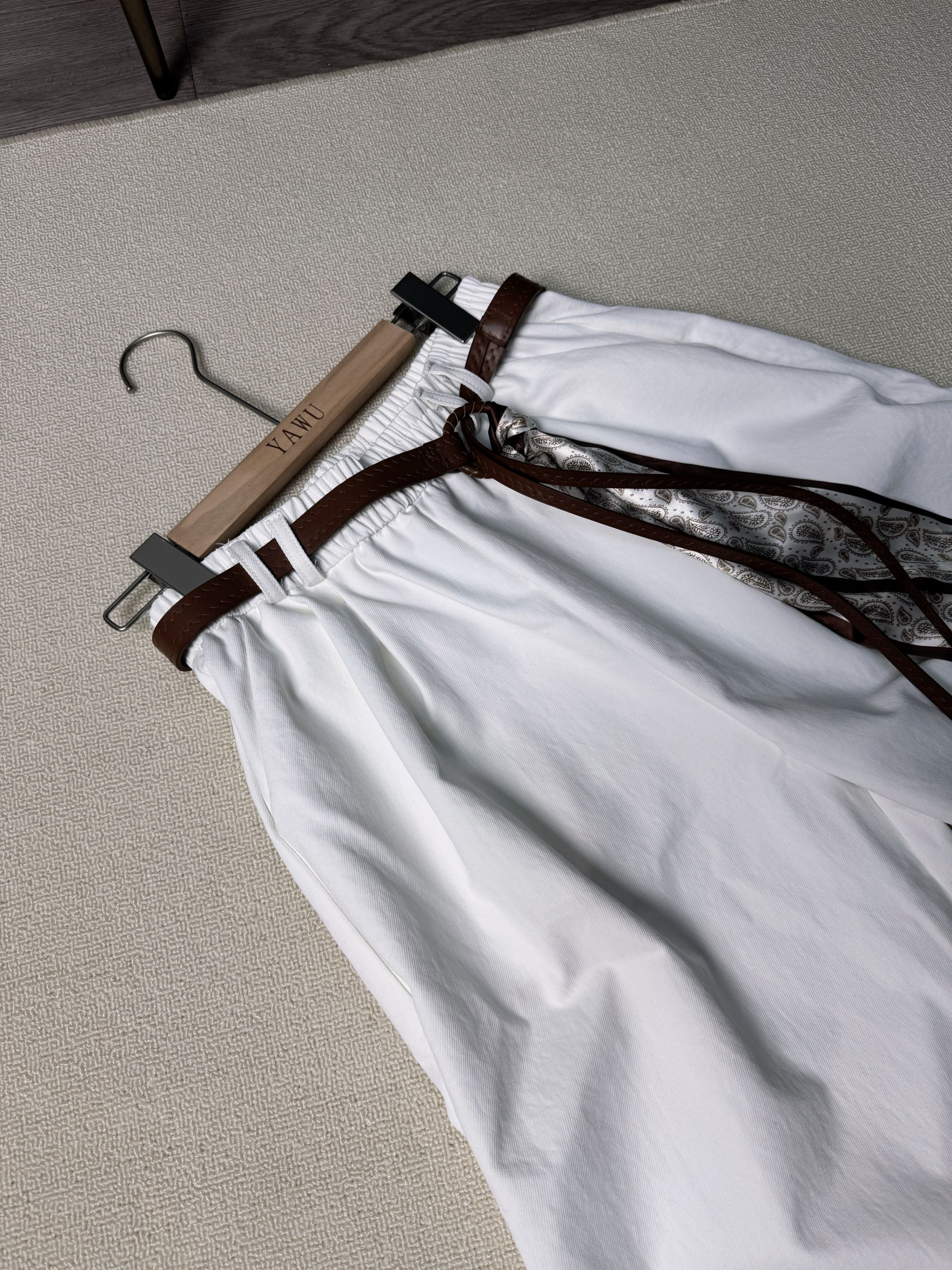 丝巾腰带松弛感阔腿裤通勤百搭直通休闲裤